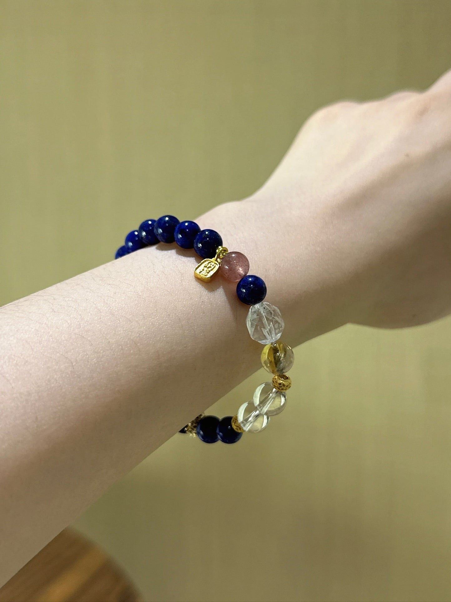 Lapis Lazuli, Clear Quartz & Strawberry Quartz Vitality Bracelet