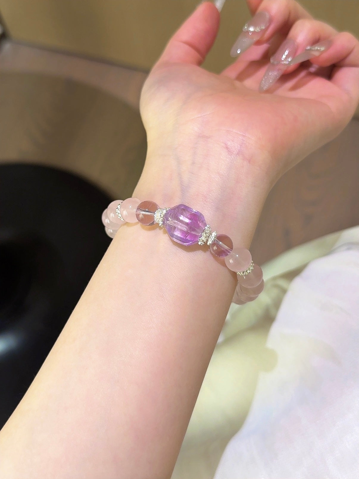 Rose Quartz & Amethyst Romantic Bracelet