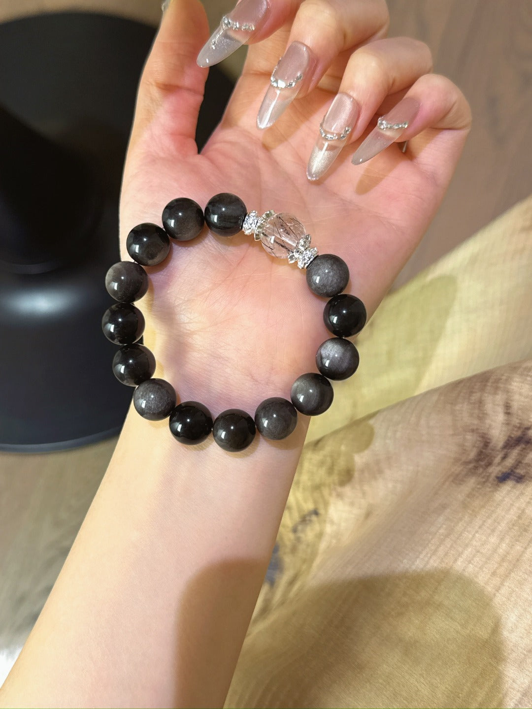 Silver Obsidian & Black Rutilated Quartz Spiritual Guardian Bracelet