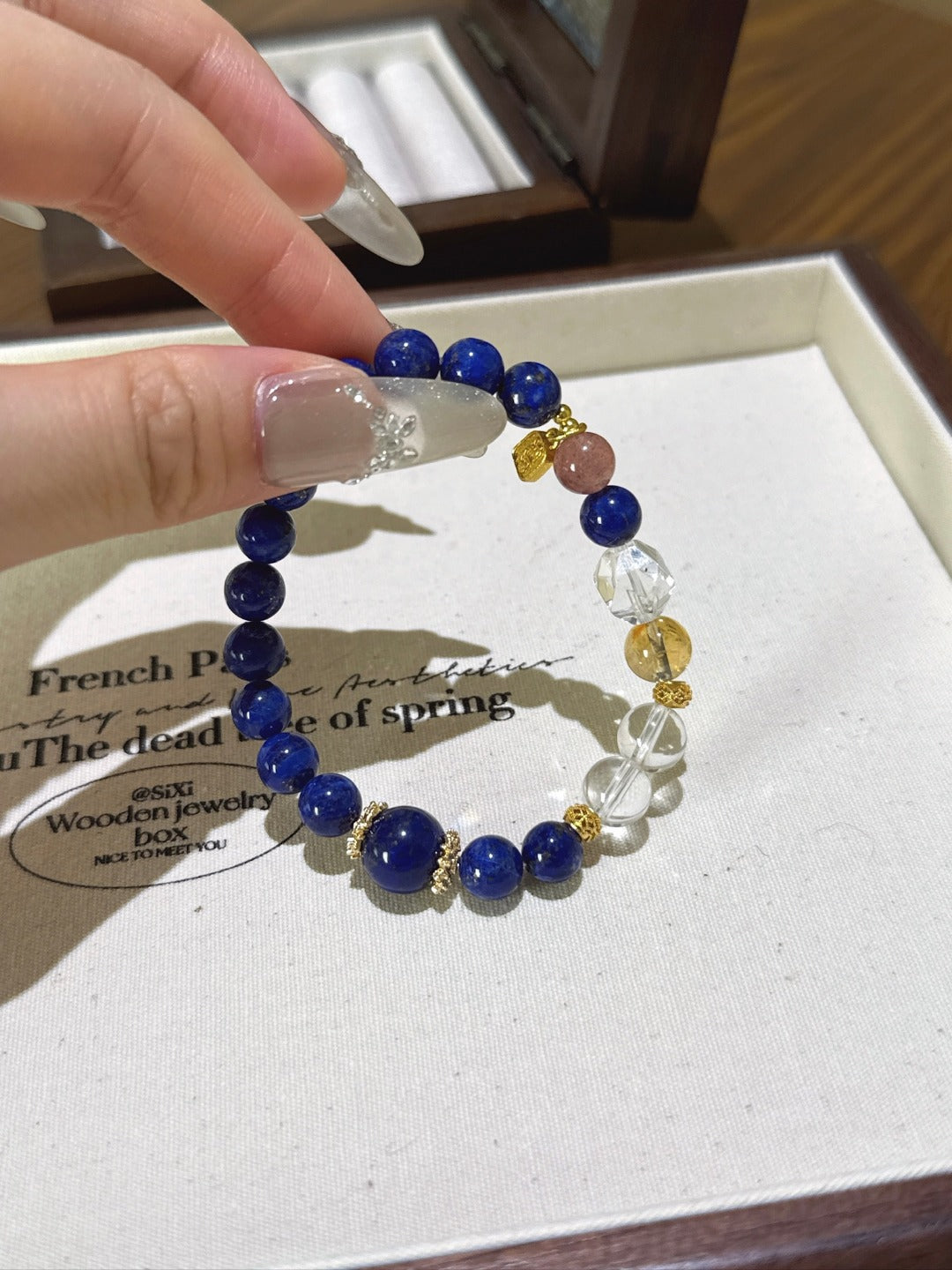 Lapis Lazuli, Clear Quartz & Strawberry Quartz Vitality Bracelet