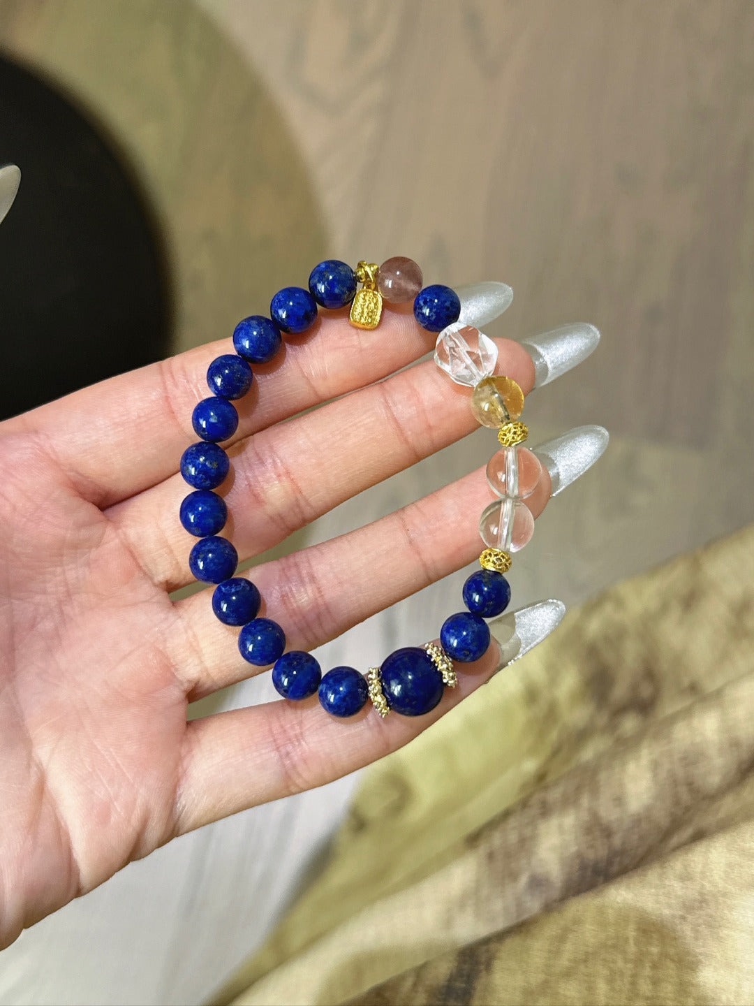 Lapis Lazuli, Clear Quartz & Strawberry Quartz Vitality Bracelet