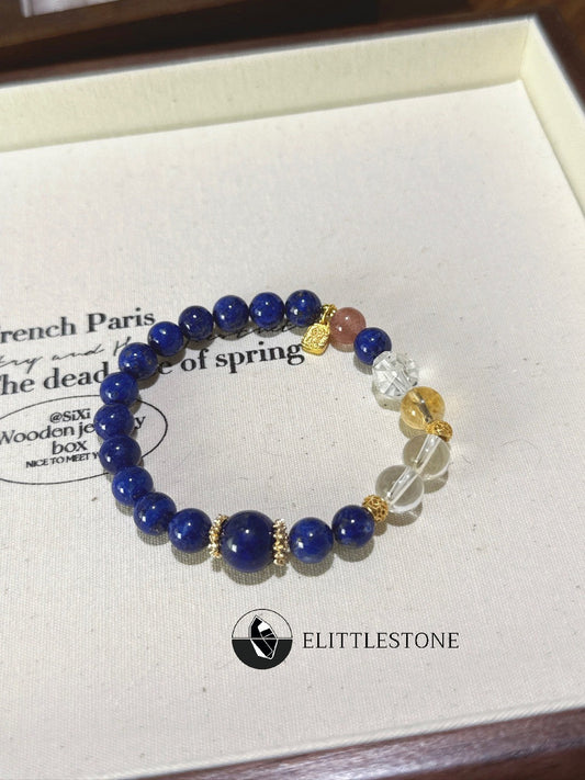 Lapis Lazuli, Clear Quartz & Strawberry Quartz Vitality Bracelet