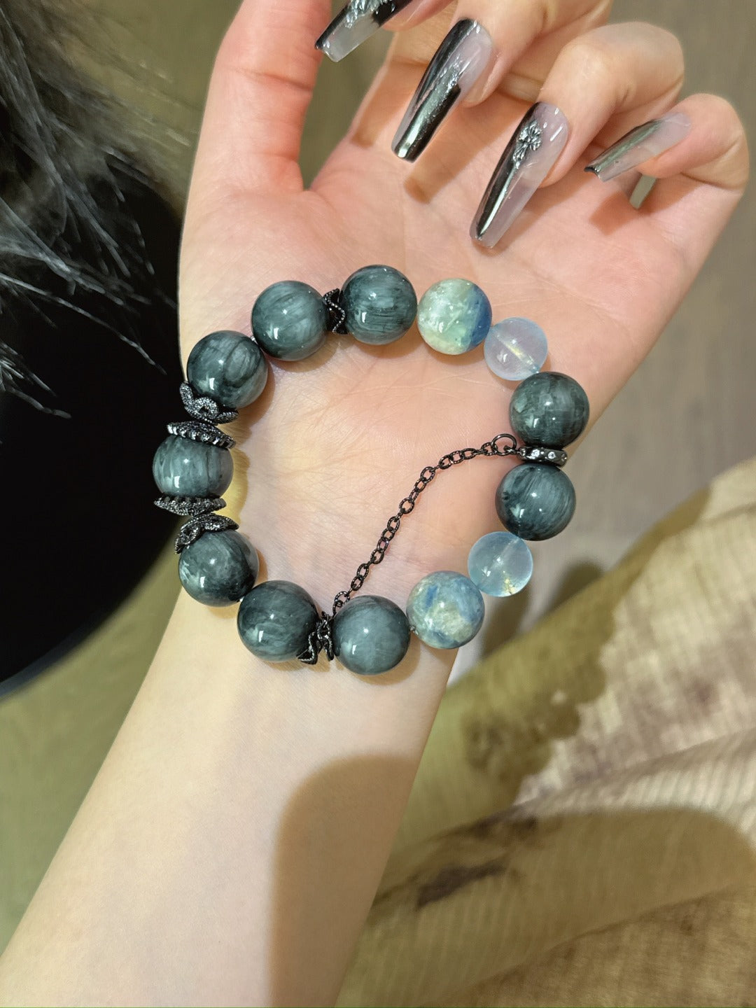 Hawk’s Eye, Blue Crystal & Aquamarine Serenity Bracelet