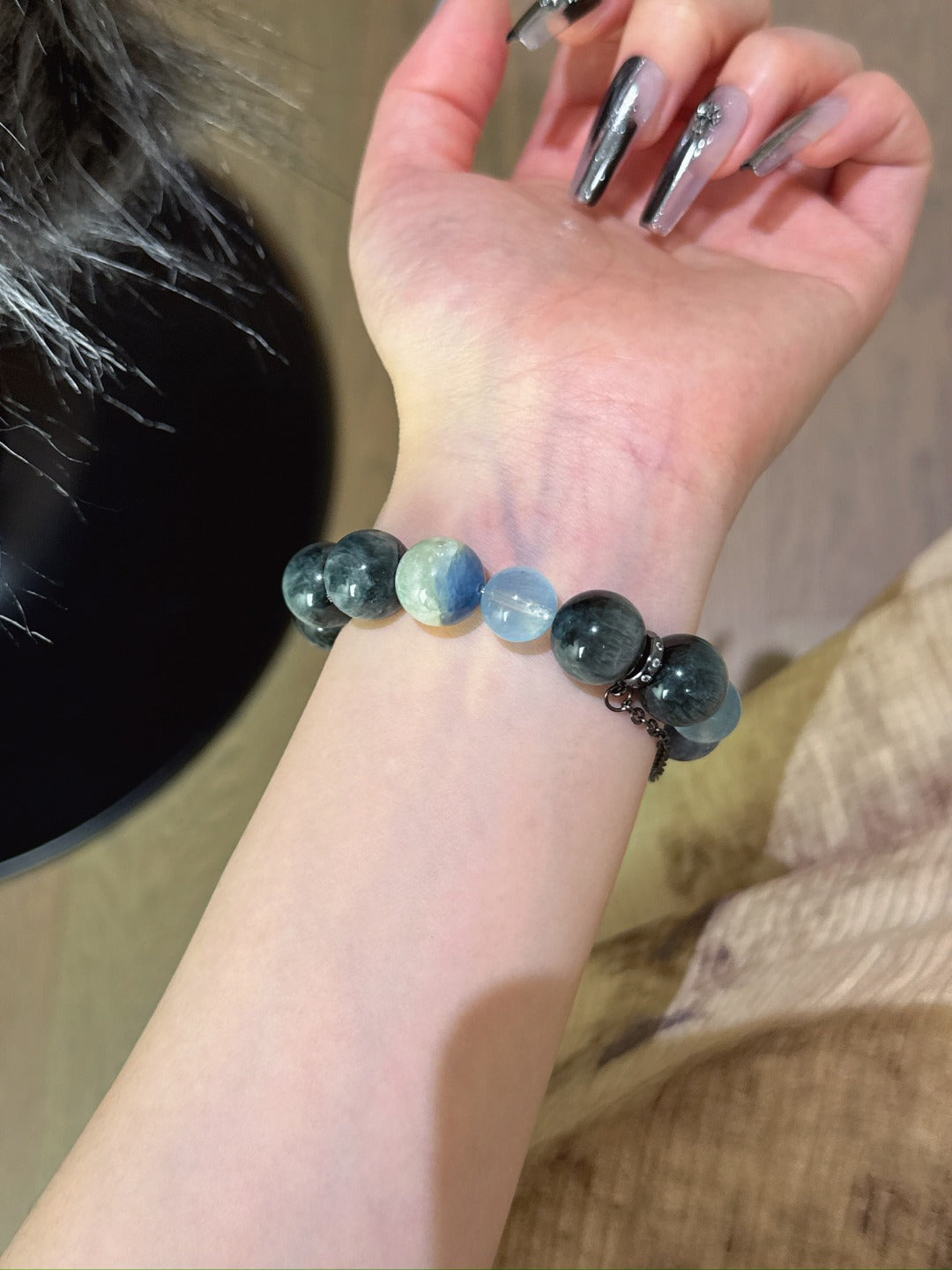 Hawk’s Eye, Blue Crystal & Aquamarine Serenity Bracelet