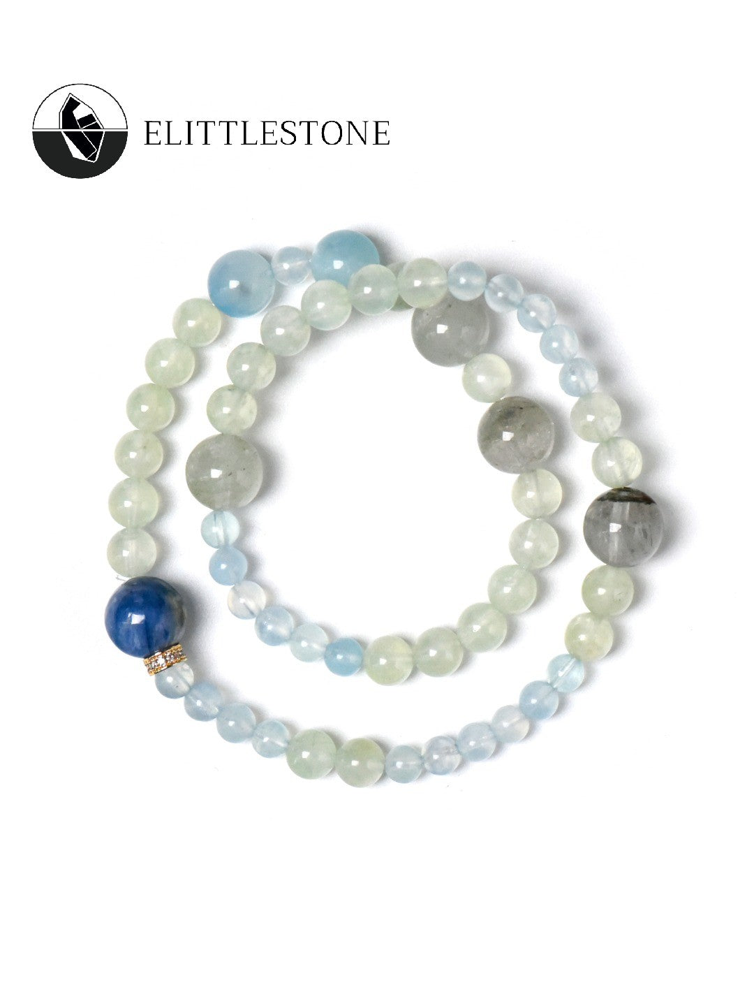 Prehnite, Aquamarine, Green Phantom & Blue Crystal Calm Mind Bracelet