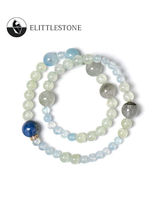 Prehnite, Aquamarine, Green Phantom & Blue Crystal Calm Mind Bracelet