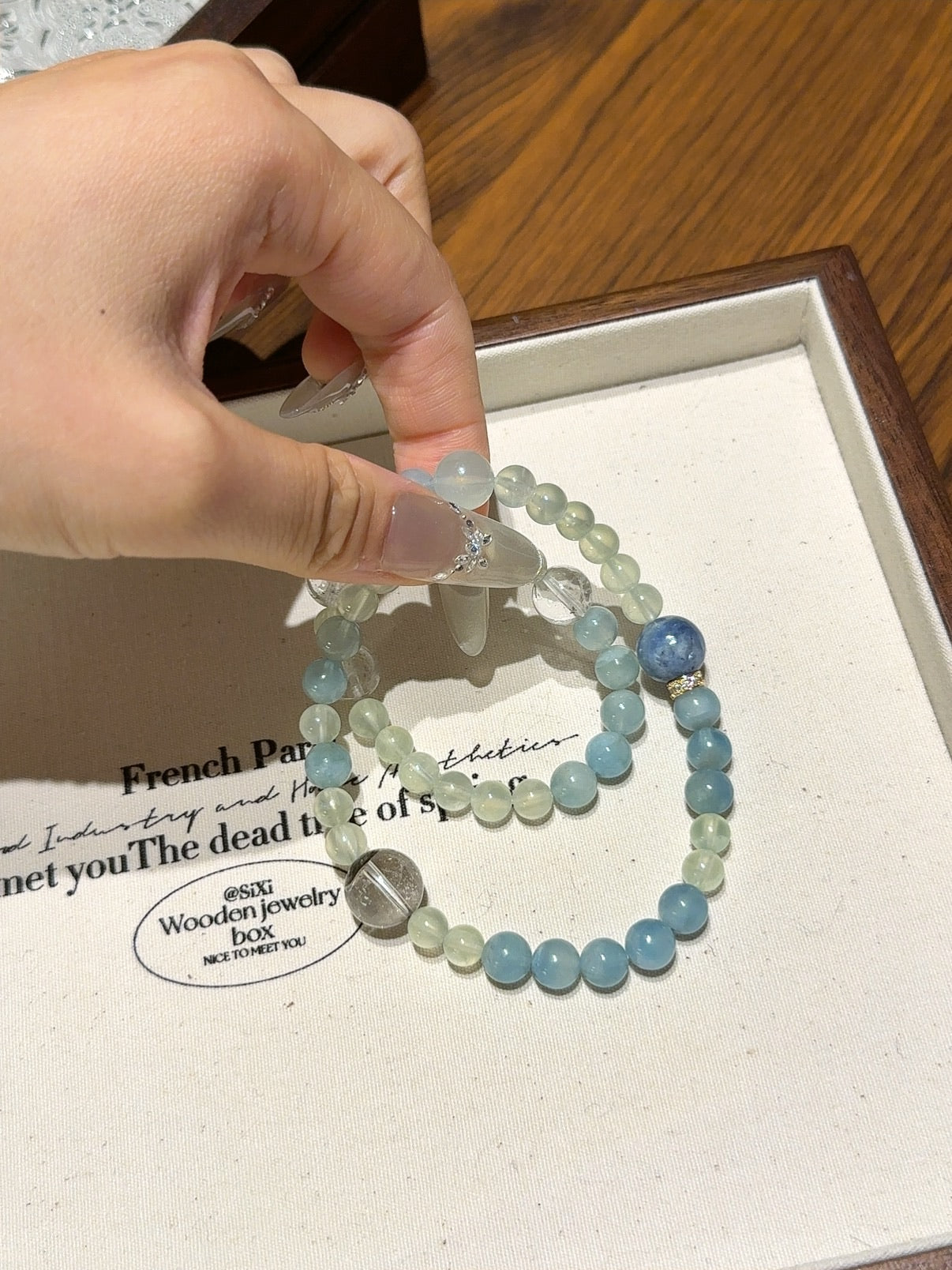Prehnite, Aquamarine, Green Phantom & Blue Crystal Calm Mind Bracelet