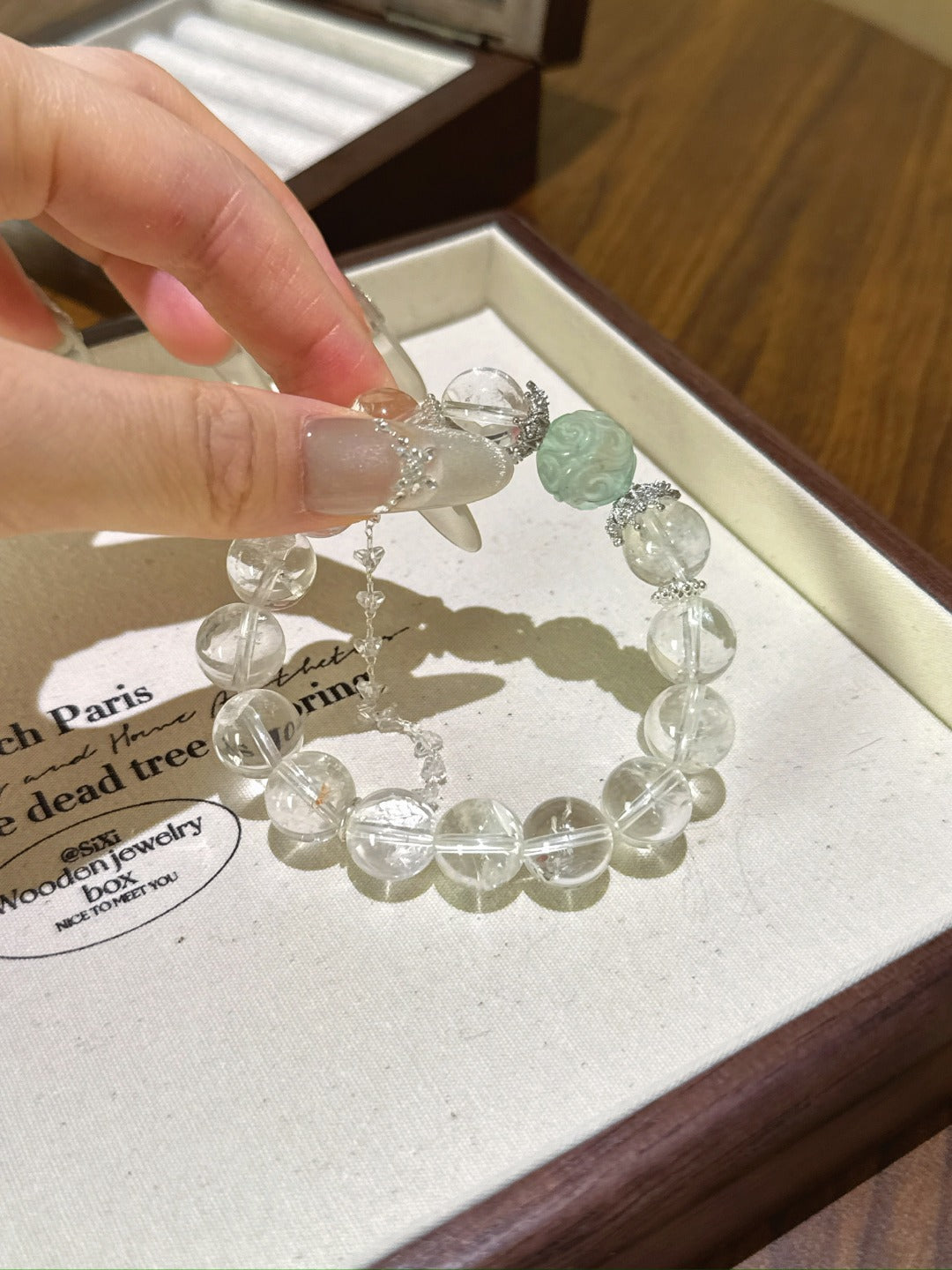 Clear Quartz & Fluorite Cloud Bead Clarity Bracelet