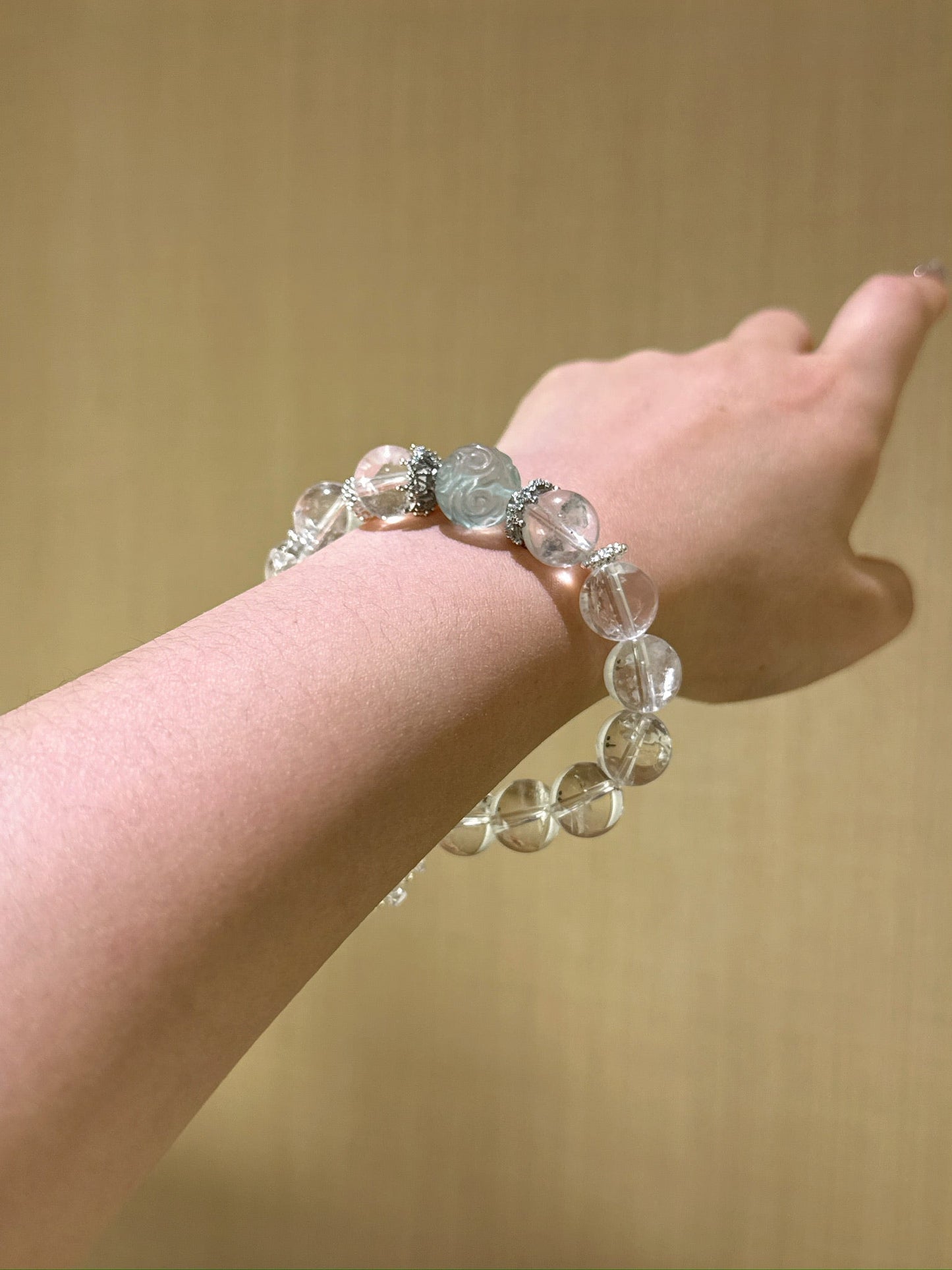Clear Quartz & Fluorite Cloud Bead Clarity Bracelet