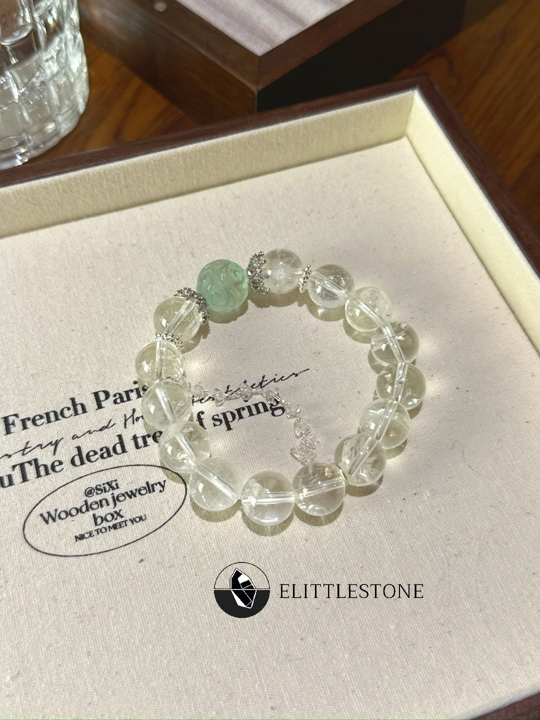 Clear Quartz & Fluorite Cloud Bead Clarity Bracelet
