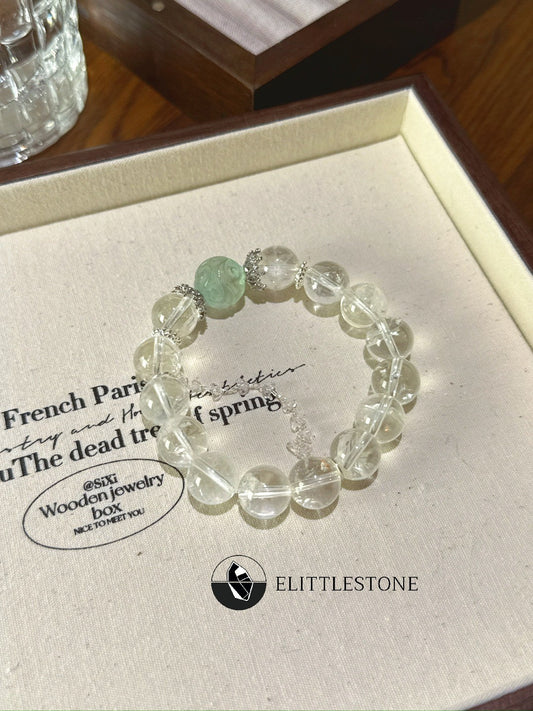 Clear Quartz & Fluorite Cloud Bead Clarity Bracelet